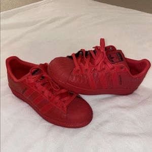 Red Adidas Superstar - size 6.5 youth or 8 women’s